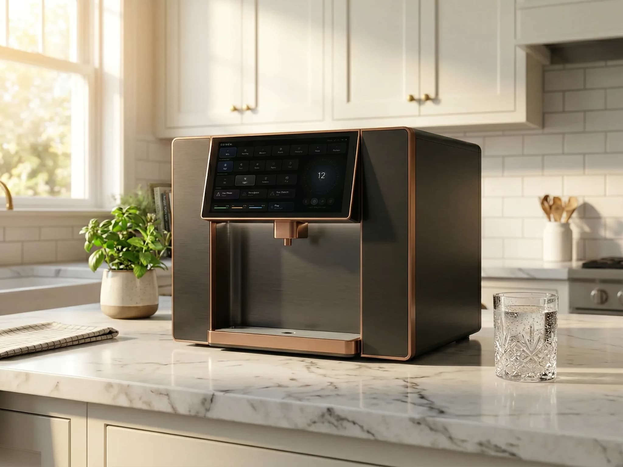 Opus countertop system in warm evening light