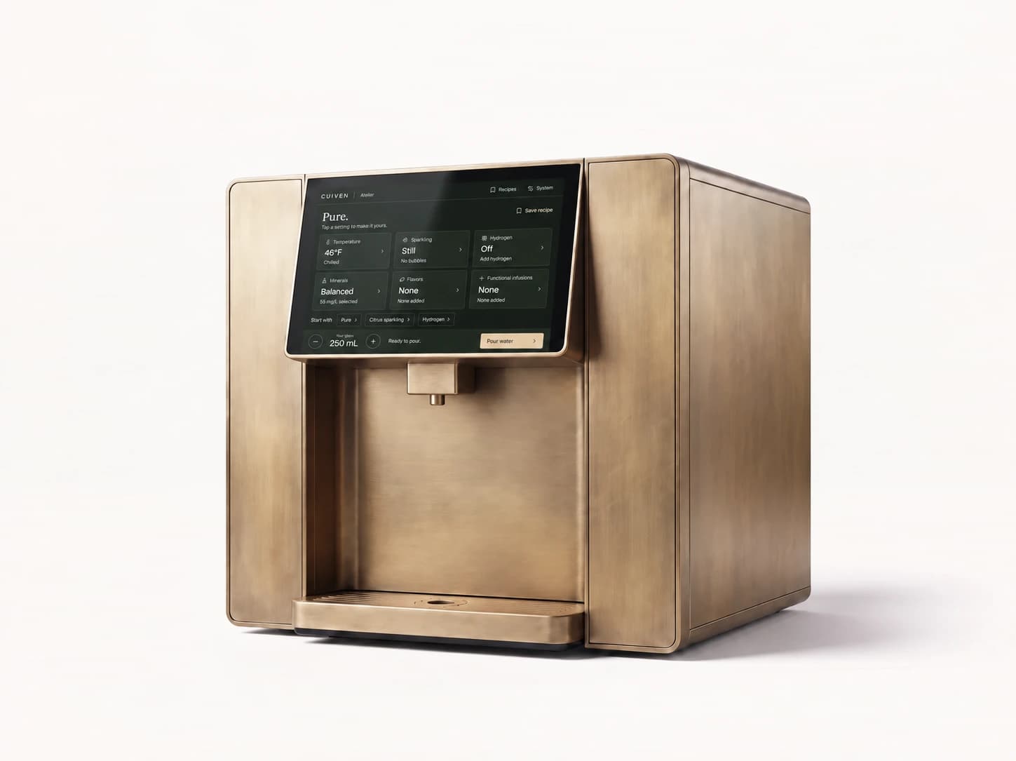 Warm brass-toned Atelier Countertop finish