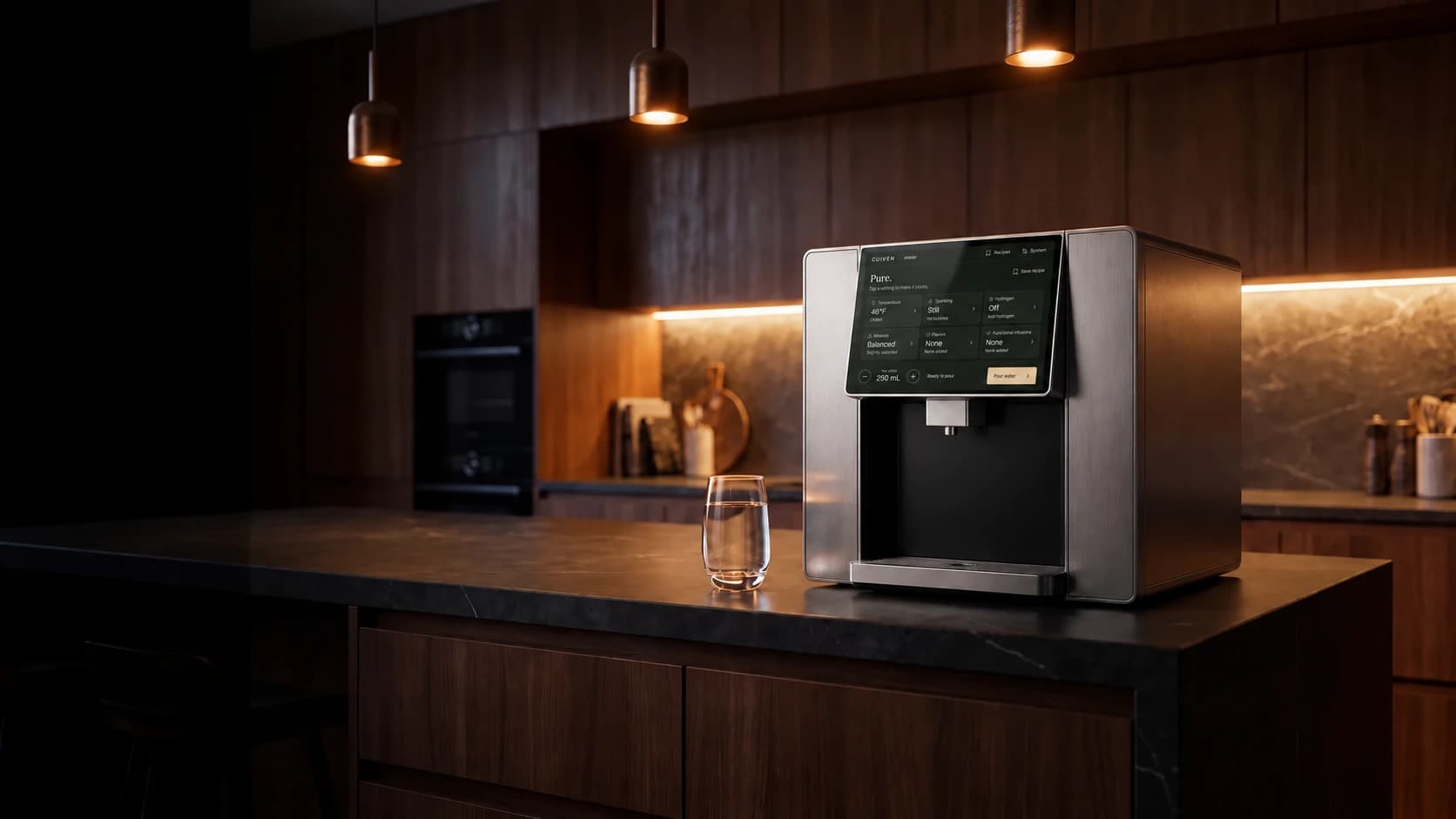 Atelier Countertop with its central outlet beneath the large display